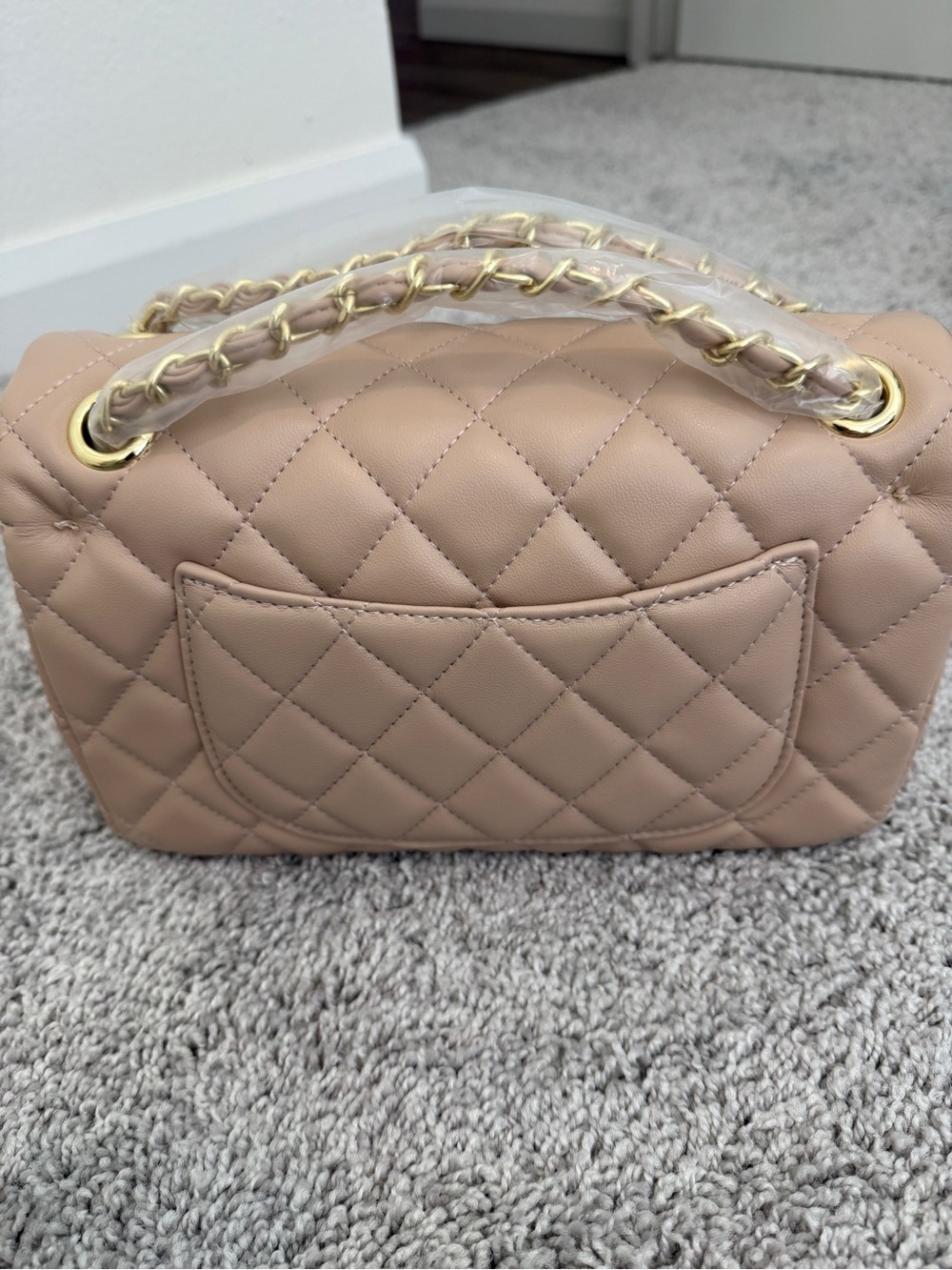 INSPIRED….  Quilted Leather Flap Bag in Nude